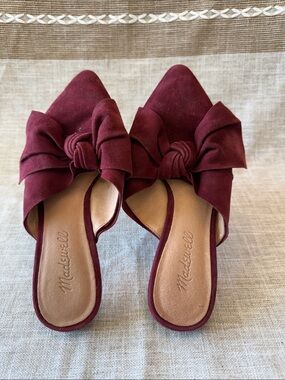 Madewell The Remi Bow Burgundy Mules - Size 7